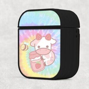 Strawberry Cow Tie Dye Airpod Case